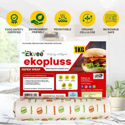 EKVEE 1KG BUTTER PAPER ROLL | FDA APPROVED NON-STICK FOOD WRAPPING, BAKING PAPER FOIL Parchment Paper(28 m)