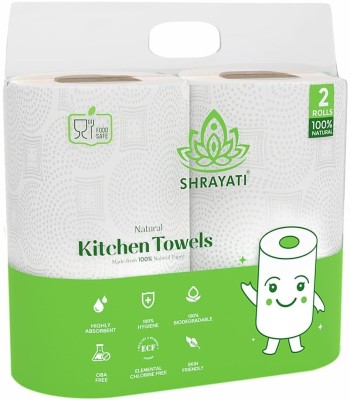 Shrayati Kitchen Towel/Tissue Paper Roll - Super Soft, Highly Absorbent Kitchen, Pack 2,(2 Ply, 120 Sheets)