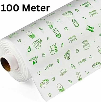 SAVINGMART COLLECTIONS 100 MTR FOOD WRAPPING PAPER | PAPER FOIL | BUTTER PAPER| BURGER WRAP ROTI PAPER(1 Ply, 100 Sheets)