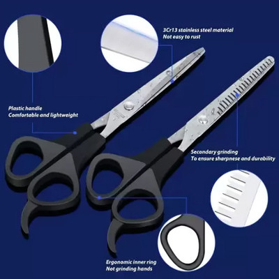 Elecsera Beard Care Thinning & Trimming for Men Scissors Hair Cut Scissors Salon, Parlor Scissors(Set of 2, Black)