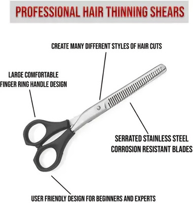 Elecsera Professional Salon Barber Hair Cutting Scissors for Hair cutting Scissors(Set of 1, Black)