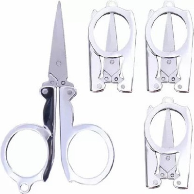 Elecsera Portable Mini Folding Silver Scissors Scissors(Set of 1, Silver)