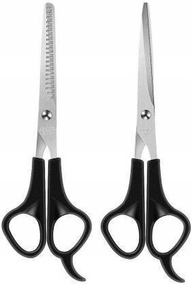 CITYCOSMETIC Stainless Steel Hair Cutting And Thinning Scissors For Home & Salon Use Scissors(Set of 2, Black)