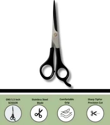 Elecsera Beauty Makeup Hair Grooming Cutting Parlour Barber Salon Easy Grip for Men Women Scissors(Set of 1, Black)