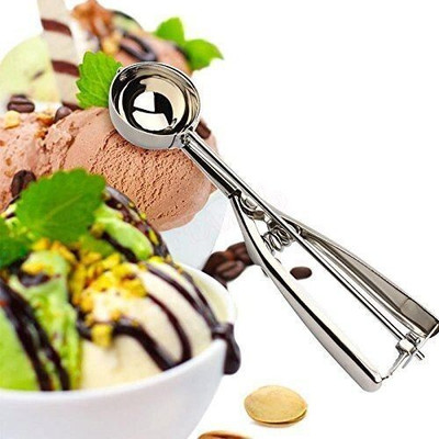 FIVANIO Stainless Steel Ice Cream Scoop Easy Handheld Ice Cream Serving Scooper (Silver) Kitchen Scoop