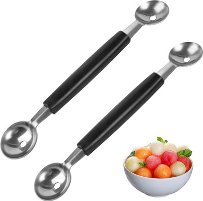 Imaashi Set of 2 Stainless Steel Double-Sided Fruit, Melon Baller and Ice Cream Scoop Kitchen Scoop