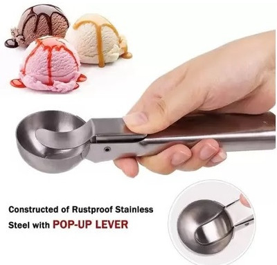NABY Stainless Steel Spring/Trigger Ice Cream Scoop Stainless Steel Ice-cream Spoon(Pack of 1)