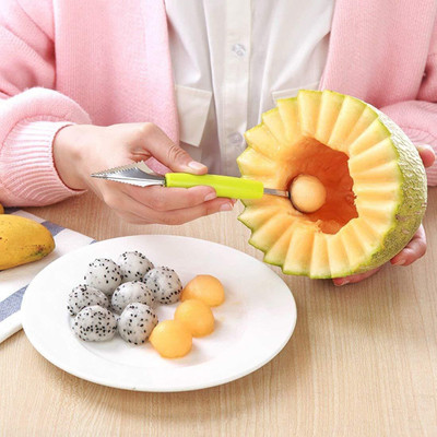 Sanivya 2 in 1 Melon Baller Scoop Double-Headed Fruit Carving Cutter Knife-pack of 1 Kitchen Scoop