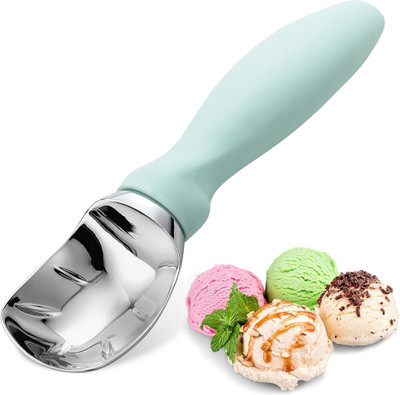 Zibuyu Heavy Duty Ice Cream Scoop, Professional Metal Ice Cream Spoon with Anti-Slip Kitchen Scoop