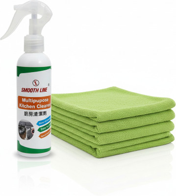 Smooth line kitchen cleaner with cloths Grease & Stain Remover for Stove, Tiles & Chimney Kitchen Cleaner(250 ml)