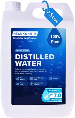 Neckkonix Distilled Water for Battery, Inverter, Medical Equipment, Cosmetic Formulations Kitchen Cleaner(5 L)