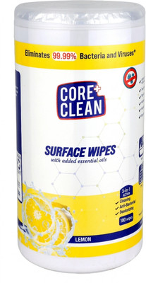 CORE CLEAN Surface Wipes, Disinfectant Wet Wipes for Sanitizing Surfaces, 100 Pulls Kitchen Cleaner(500 g, Pack of 100)