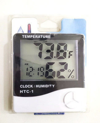 Fulkiza NKIT-HTC-1 Temperature Humidity Time Display Meter with Alarm Clock HTC-1 Touch Free Kitchen Thermometer