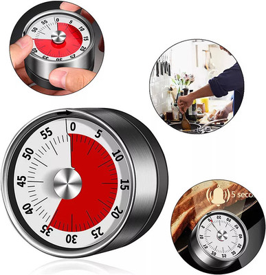 Dizaa Magnetic Manual 60-Minute Visual Countdown Timer with Loud Alarm For Kitchen Analog Kitchen Timer