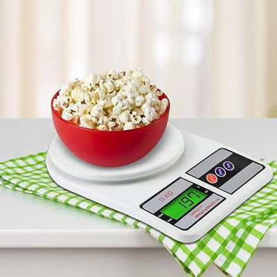 VAKRA Digital Weighing Scale SF-400 for Kitchen With LCD Display & Auto-Off (10 kg) Weighing Scale(White)