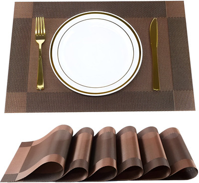 Glitzn Rectangular Pack of 6 Table Placemat (Multicolor, PVC) Analog Kitchen Timer