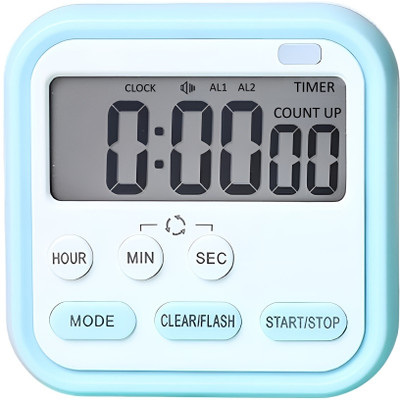 YOMITH Timer Alarm Clock Stopwatch for Study, LCD Display & Loud Alarm, Flashing Light Digital Kitchen Timer