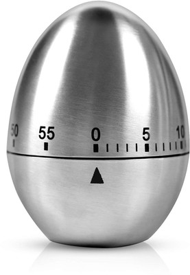 Maxxlite Stainless Steel Egg Timer Mechanical Kitchen Tool Kitchen Timer Egg Shaped Timer Analog Kitchen Timer