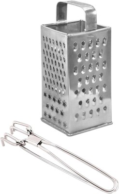 OC9 Stainless Steel 8 in 1 Grater / Slicer & Pakkad / Utility Tong Kitchen Tool Set(Silver, Grater, Tong)