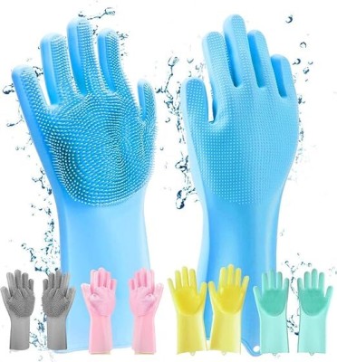 Krush Silicone Dish Washing Gloves, Silicon Cleaning Gloves Kitchen Tool Set(Multicolor, Glove)