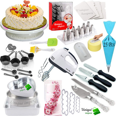 Unique Impex cake baking set combo - cake making materials combo set with blender Kitchen Tool Set(Multicolor, Knife, Spatula, Whisk, Baking Tools, Brush)
