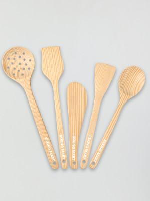 BSKING MART Pine Wooden Spatula Kitchen Tool Set(White, Spatula)