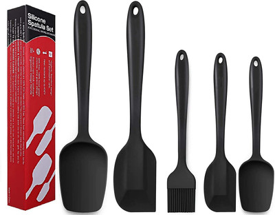 Besillia Spatulas with Stainless Steel Core and Heat Resistant Kitchen Tool Set(Black, Spatula)