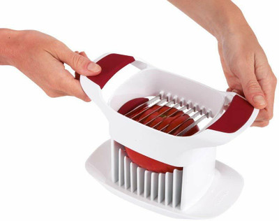 DreamVilla Plastic Tomato Slicer and Cutter Salad Maker with Safety Holder Stainless Steel Sharp Blade Vegetable & Fruit Slicer Vegetable Slicer(1 Tomato Slicer)