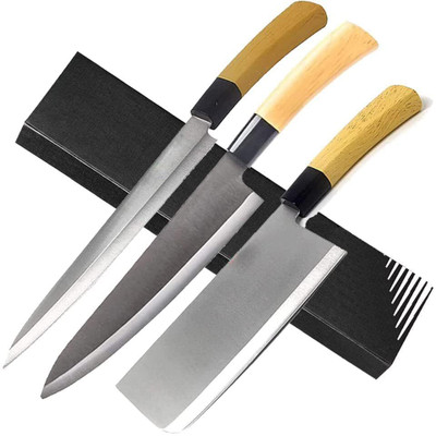 Ying Guns EZ642-Meat+Long +Large Combo Kitchen Tool Set(Silver, wood, Knife, Cutter)