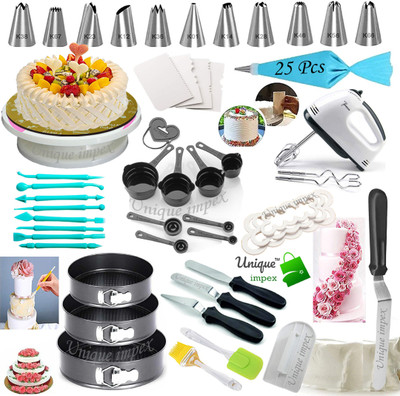 Unique Impex cake baking set combo set with mould Kitchen Tool Set(Multicolor, Spatula, Whisk, Baking Tools, Brush)