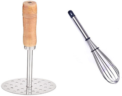 Dynore Kitchen Tool Combo Kitchen Tool Set(Silver, Masher, Whisk)