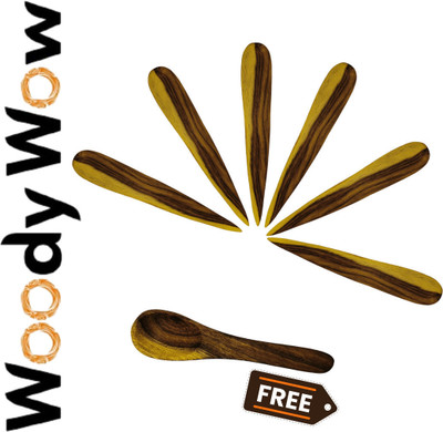 WOODYWOW Long Water Drop Shape Wooden Appa Kara Non-Stick Coated Cookware (Set of 6) Kitchen Tool Set(Brown, Spatula)