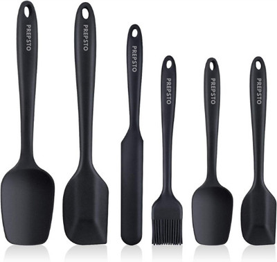 PREPSTO Silicone Spatulas Set of 6 Heat Resistant Spatulas Kitchen Tool Set(Black, Spatula)