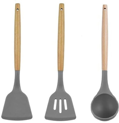 AONEPTER Silicone Spatula Set 3pcs Kitchen Tool Set(Multicolor, Spatula)