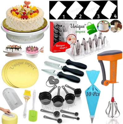 Unique Impex cake baking set + cake making materials with blender - Kitchen Tool Set(Multicolor, Baking Tools, Spatula, Brush) Unique Impex cake baking set + cake making materials with blender - Kitchen Tool Set(Multicolor, Baking Tools, Spatula, Brush)