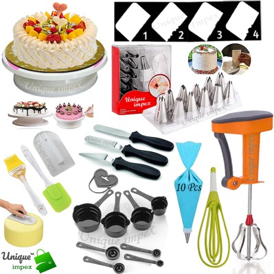 Unique Impex cake baking set + cake making materials with blender - Kitchen Tool Set(Multicolor, Baking Tools, Spatula, Brush)