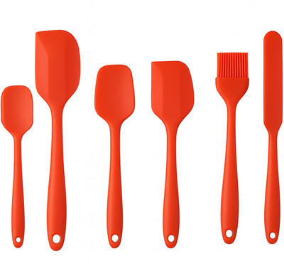 Frenchware Curve Pro Non-Stick Silicone Spatula & Measuring Spoons| Food-grade & BPA-Free Kitchen Tool Set(Red, Spatula)