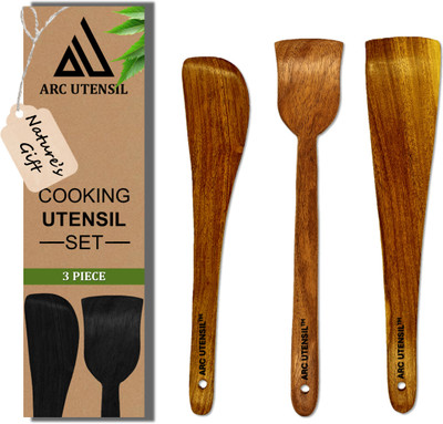 Arc Utensil Neem Wood Non-stick Safe Flip/Spatula/Ladle for Cooking Dosa/Roti/Chapati Kitchen Tool Set(Natural Brown, Ladle)