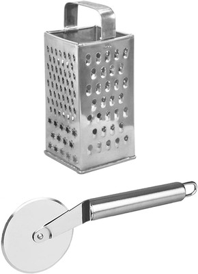 OC9 Stainless Steel 8 in 1 Grater/Slicer & Pizza Cutter/Slicer Kitchen Tool Set(Silver, Grater, Cutter)