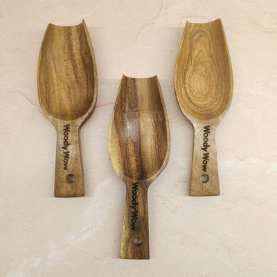 WOODYWOW Neem Wood Kitchen Scoops| Flour/Grain Measuring ,Serving & Storage Spoons Kitchen Tool Set(Brown, Scooper)