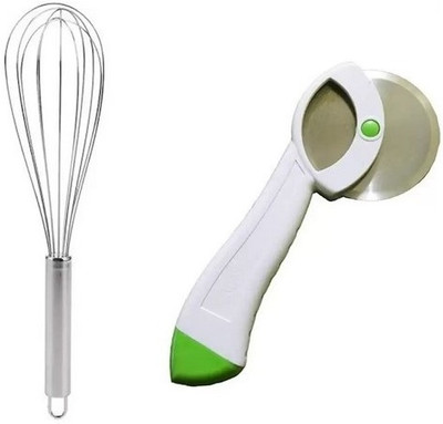 Aadya Shoppings Pizza cutter and Whisk Combo Kitchen Tool Set(Multicolor, Whisk)