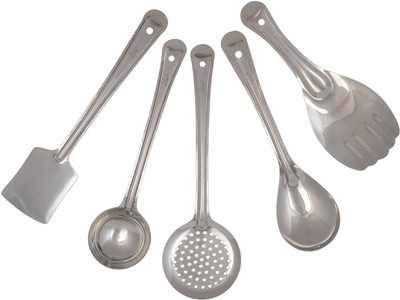 Mazda Stainless Steel Cooking and Serving Spoon Set Kitchen Tool Set(Silver, Spatula)