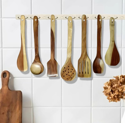 INDO INTERNATIONAL HANDICRAFT Spatula set Kitchen Tool Set(Whit and brown, Baking Tools)