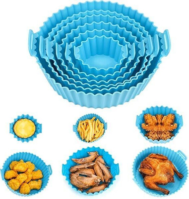 ShopVee Air Fryer Silicone Baking Tray 6PCS Set - Reusable & Non-Stick Kitchen Tool Set(Blue, Baking Tools)