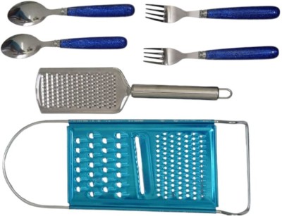 Gauravee Enterprises Kitchen Tool set| Combo Offer Spoon, Vegetable slicer, Masher , Fork Spoon Kitchen Tool Set(Blue, Slicer, Grater, Cooking Spoon)