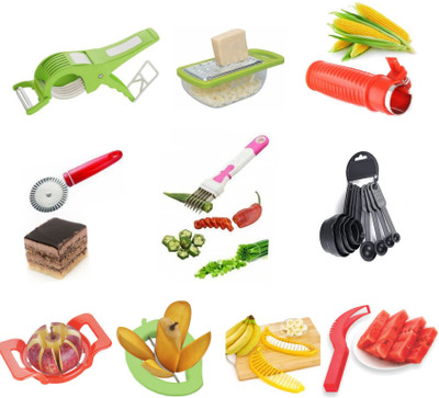 Samarpan Measuring spoon, Mango, Banana & Watermelon slicer ( 10pcs,Multi Color) Kitchen Tool Set(Chopper)
