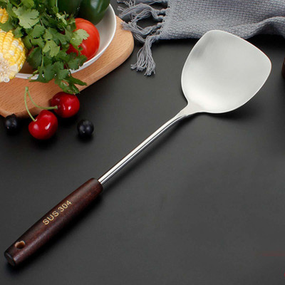 Lucacci Stainless Steel Wok Spatula, Spatula Turner with Wooden Handle, 14.9Inch Kitchen Tool Set(Silver, Spatula)
