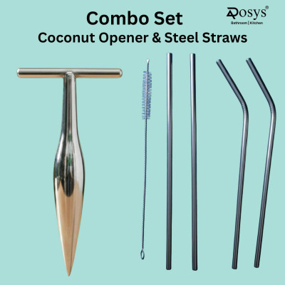 Aosys Stainless Steel Straws with Coconut opener Combo set Kitchen Tool Set(Silver, Opener) deal from flipkart Aosys Stainless Steel Straws with Coconut opener Combo set Kitchen Tool Set(Silver, Opener) deal from flipkart