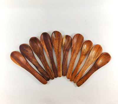 iqra handicrafts Elegant Set Of 3.5'' Small (Spice/Tea) Wooden Spoon Set Of 10 Kitchen Tool Set(Brown, Spatula)