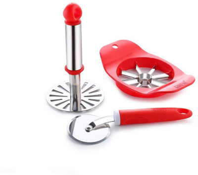 Dolphin Delight 3 in 1 Apple Cutter, Pizza Cutter and Potato Masher Combo Kitchen Tool Set(Red, Cutter, Slicer, Masher)